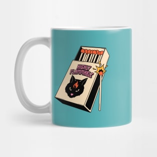 Highly Flammable Black Cat in blue Mug